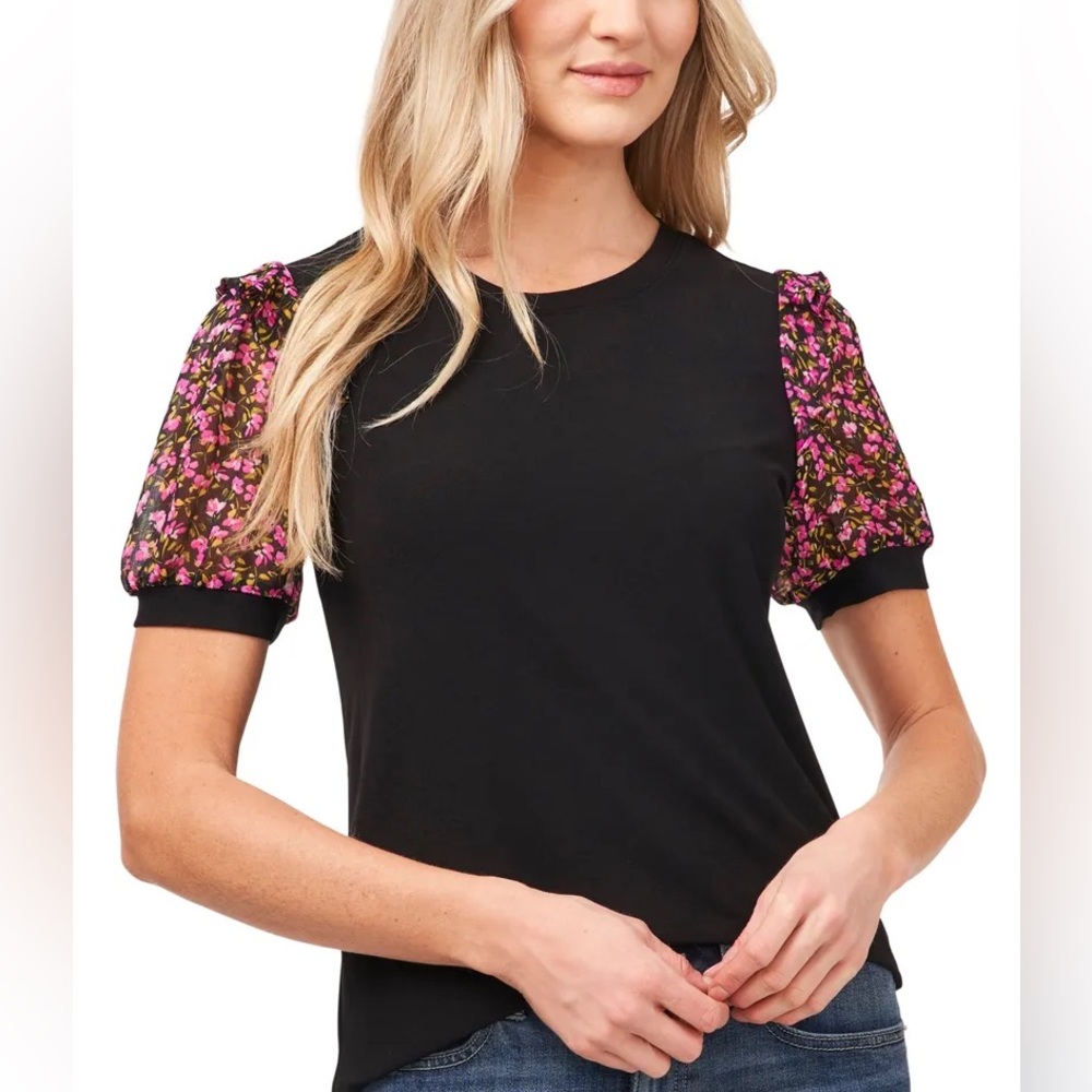 Cece Women’s Floral Puff Sleeve Knit